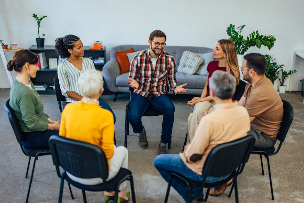 group learning healthy coping skills in therapy